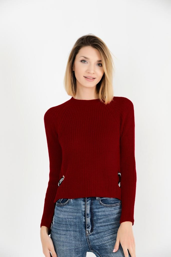 Lady Crop Sweater -Side Ribbon