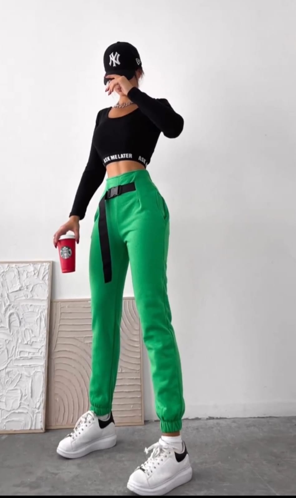 Lady Sweatpants-Buckle waist