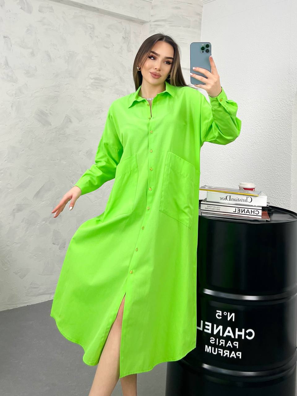 Lady Long Dress - button