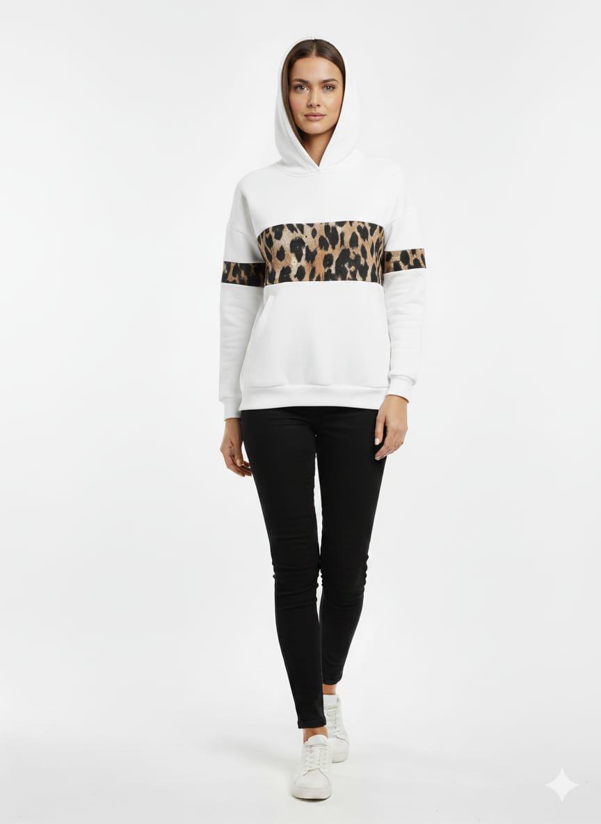 Leopard Panel Oversized Hoodie – Cozy Fleece Streetwear Pullover