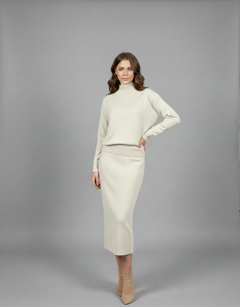 Serene Ribbed Knit Two-Piece Midi Set