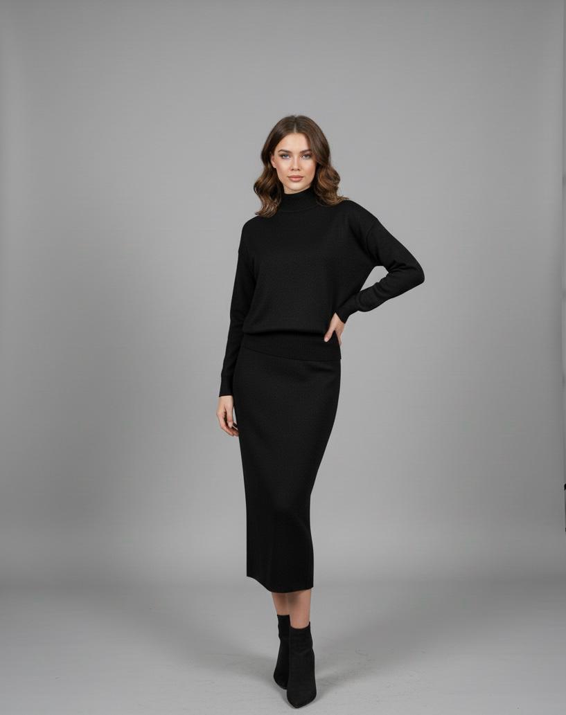 Serene Ribbed Knit Two-Piece Midi Set